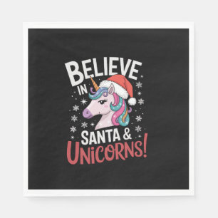 Christmas Unicorns Believe in Santa & Unicorns! Ho Napkin