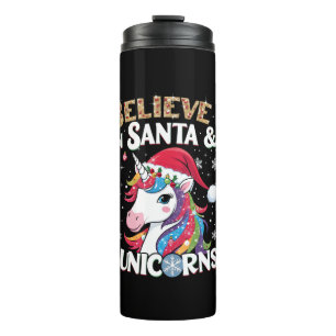 Christmas Unicorns Believe in Santa & Unicorns! Ho Thermal Tumbler