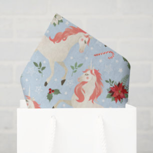 Christmas Unicorns Cute Modern Girly Floral Tissue Paper