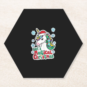 Christmas Unicorns Have a magical Christmas Party Paper Coaster