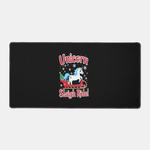 Christmas Unicorns Sleigh Ride Merry Christmas San Desk Mat