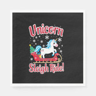 Christmas Unicorns Sleigh Ride Merry Christmas San Napkin