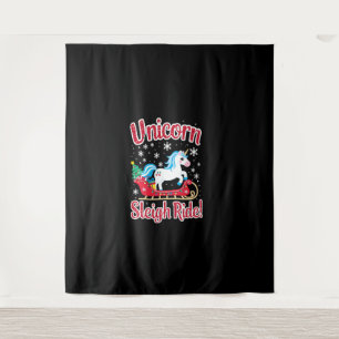 Christmas Unicorns Sleigh Ride Merry Christmas San Tapestry
