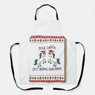 Christmas Unicorns Ugly Xmas Sweater Unicorn Lover Apron