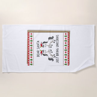 Christmas Unicorns Ugly Xmas Sweater Unicorn Lover Beach Towel
