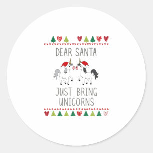 Christmas Unicorns Ugly Xmas Sweater Unicorn Lover Classic Round Sticker