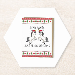 Christmas Unicorns Ugly Xmas Sweater Unicorn Lover Paper Coaster