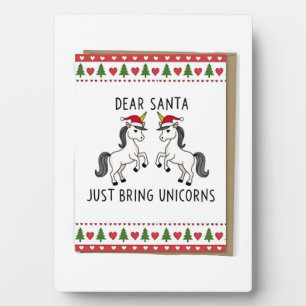Christmas Unicorns Ugly Xmas Sweater Unicorn Lover Plaque