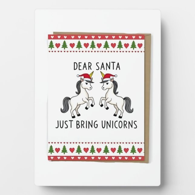 Christmas Unicorns Ugly Xmas Sweater Unicorn Lover Plaque (Front)
