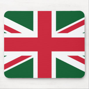 Christmas Union Jack ~ Red, Green and White Mouse Pad
