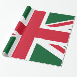 Christmas Union Jack ~  Red, Green and White Wrapping Paper<br><div class="desc">A fun Union Jack of the United Kingdom for a Merry or Happy Christmas in festive red,  green and white</div>