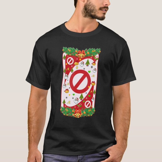 Christmas Uno Cards Xmas Tree Santa Wreath Snowfla T-Shirt (Front)