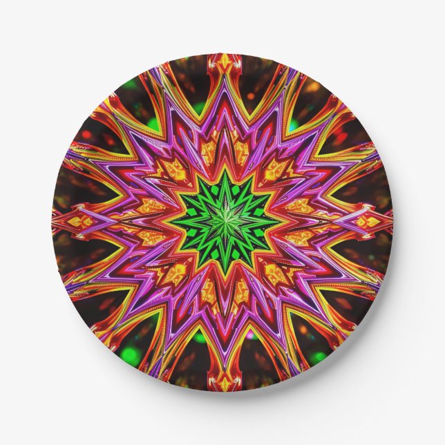 CHRISTMAS ~ Unusual multicoloured pattern ~ Paper Plate (Front)
