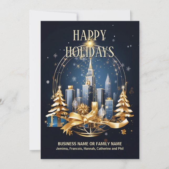 Christmas urban skyline business christmas logo holiday card (Front)
