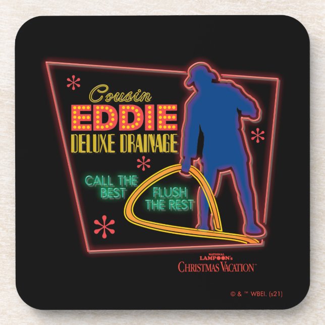 Christmas Vacation | Cousin Eddie Neon Sign Coaster (Front)