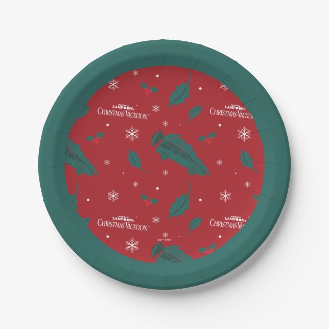 Christmas Vacation Holly Pattern Paper Plate (Front)