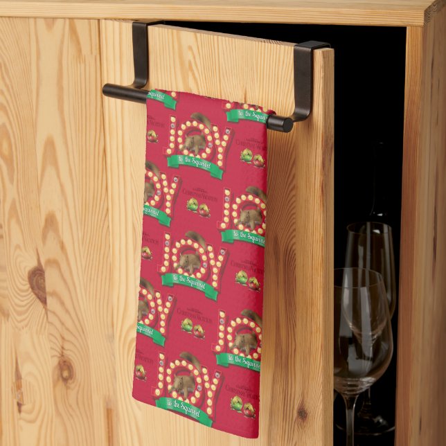 Christmas Vacation | Joy to the Squirrel Pattern Tea Towel (Thirds Fold)
