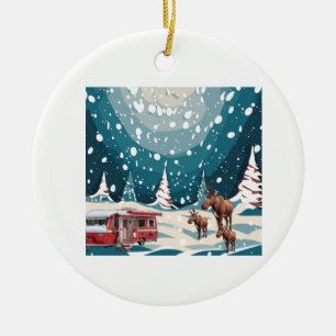 Christmas vacation moose  ceramic ornament