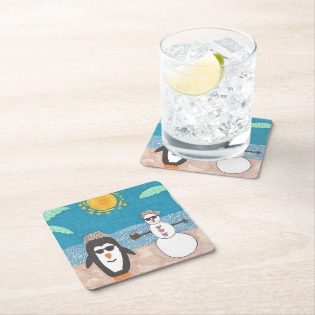 Christmas Vacation Square Paper Coaster (Insitu)