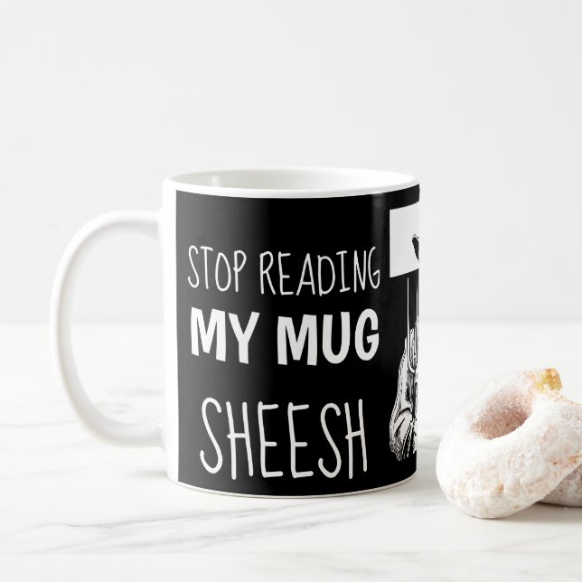 Christmas Valentine Novelty Fashion STOP READING Coffee Mug (With Donut)