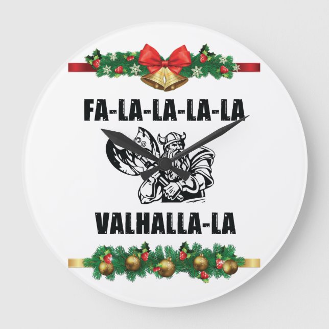 Christmas Valhalla Throw Pillow Large Clock (Front)