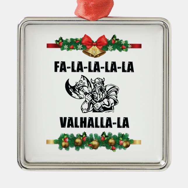 Christmas Valhalla Throw Pillow Metal Ornament (Front)