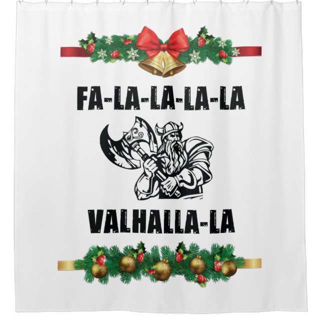 Christmas Valhalla Throw Pillow Shower Curtain (Front)