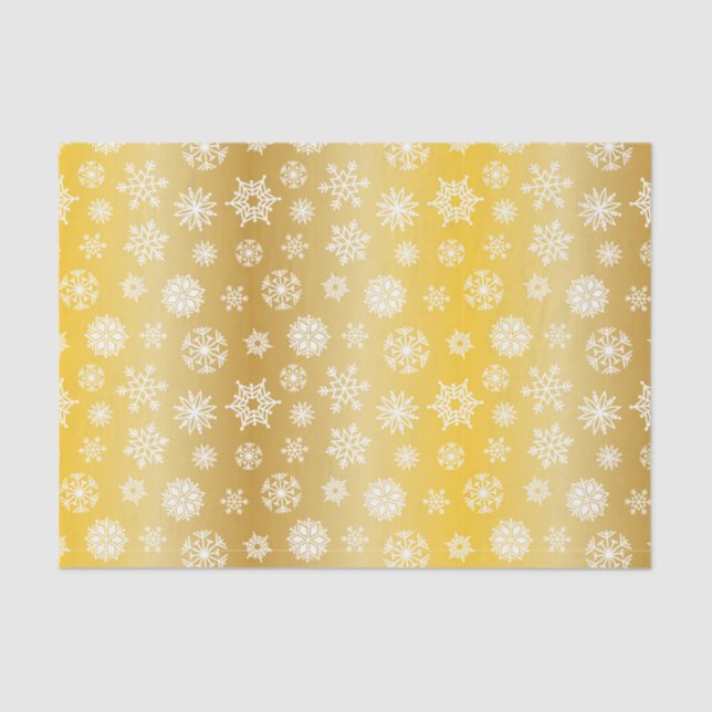 Christmas Variegated Gold with White Snowflakes Tissue Paper (Front)