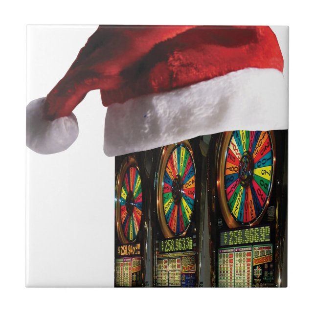 Christmas Vegas Slot Machine Ceramic Tile (Front)