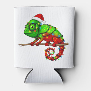 Christmas Veiled Chameleon Chamaeleo Santa Hat   Can Cooler