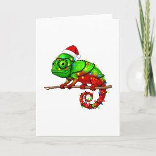 Christmas Veiled Chameleon Chamaeleo Santa Hat Card