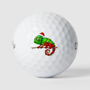 Christmas Veiled Chameleon Chamaeleo Santa Hat Golf Balls