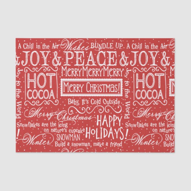 Christmas Verse Red and White Tissue Paper (Front)