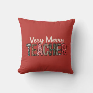 Christmas Very Merry Teacher Leopard Tree Cushion