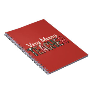Christmas Very Merry Teacher Leopard Tree Notebook
