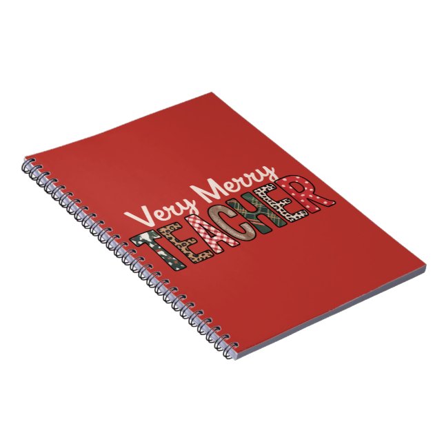 Christmas Very Merry Teacher Leopard Tree Notebook (Right Side)