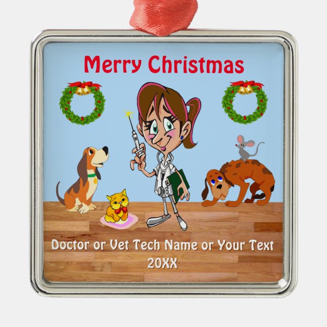 Christmas Veterinarian Christmas Ornament Vet Tech (Front)
