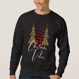 Christmas Vibes Buffalo Plaid Leopard Slim Christm Sweatshirt