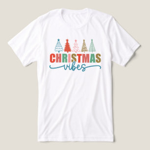 Christmas Vibes - Colourful Holiday Trees Design Tri-Blend Shirt