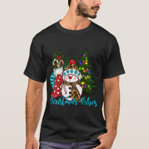 Christmas Vibes Cute Snowman Christmas Stocking Ca T-Shirt