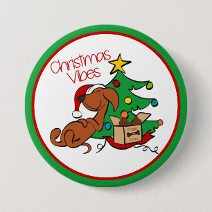 Christmas Vibes Dachshund Dog Button