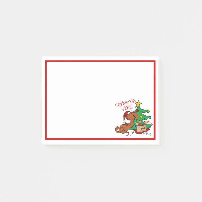 Christmas Vibes Dachshund Dog Post-It Notes (Front)