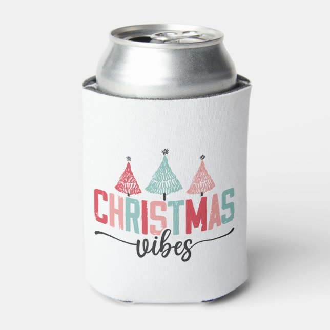 Christmas Vibes - Festive Tree Design Can Cooler (Can Front)