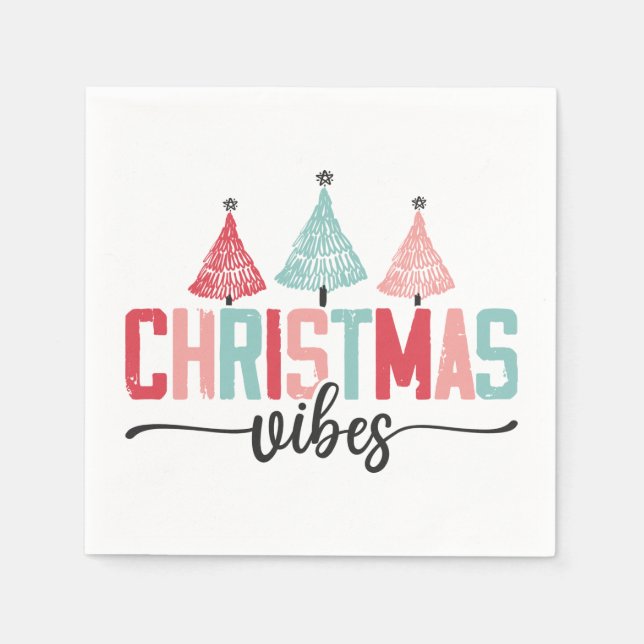 Christmas Vibes - Festive Tree Design Napkin (Front)
