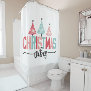 Christmas Vibes - Festive Tree Design Shower Curtain