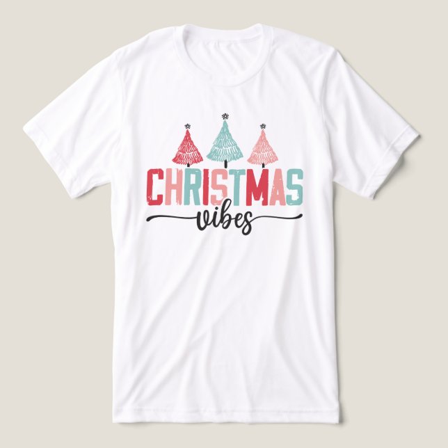 Christmas Vibes - Festive Tree Design Tri-Blend Shirt (Design Front)
