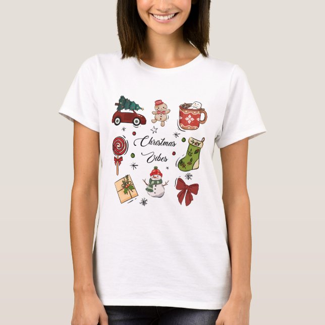 Christmas Vibes Holiday Sticker Pack T-Shirt (Front)