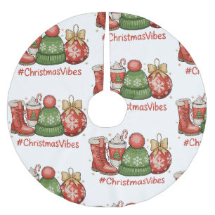 Christmas Vibes Hot Cocoa Xmas Winter Holiday Brushed Polyester Tree Skirt