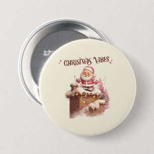 Christmas Vibes Pink Santa 7.5 Cm Round Badge