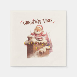 Christmas Vibes Pink Santa Napkin